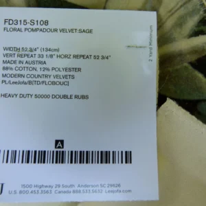 P1090930 By Yard Lee Jofa Mulberry Home Floral Pompadour Sage Green Velvet Lily Floral MSRP USD 402/Y