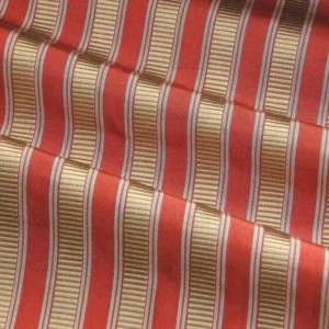 2.6Y Scalamandre 100% silk Shirred Stripe Persimmon Red Bronze Luxurious Timeless MSRP USD 363/Y minor defects