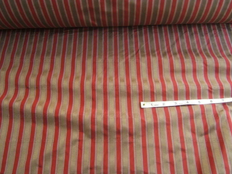 2.6Y Scalamandre 100% silk Shirred Stripe Persimmon Red Bronze Luxurious Timeless MSRP USD 363/Y minor defects