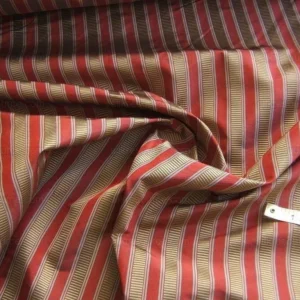 2.6Y Scalamandre 100% silk Shirred Stripe Persimmon Red Bronze Luxurious Timeless MSRP USD 363/Y minor defects