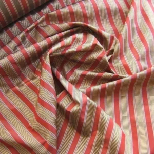 2.6Y Scalamandre 100% silk Shirred Stripe Persimmon Red Bronze Luxurious Timeless MSRP USD 363/Y minor defects