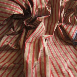 2.6Y Scalamandre 100% silk Shirred Stripe Persimmon Red Bronze Luxurious Timeless MSRP USD 363/Y minor defects