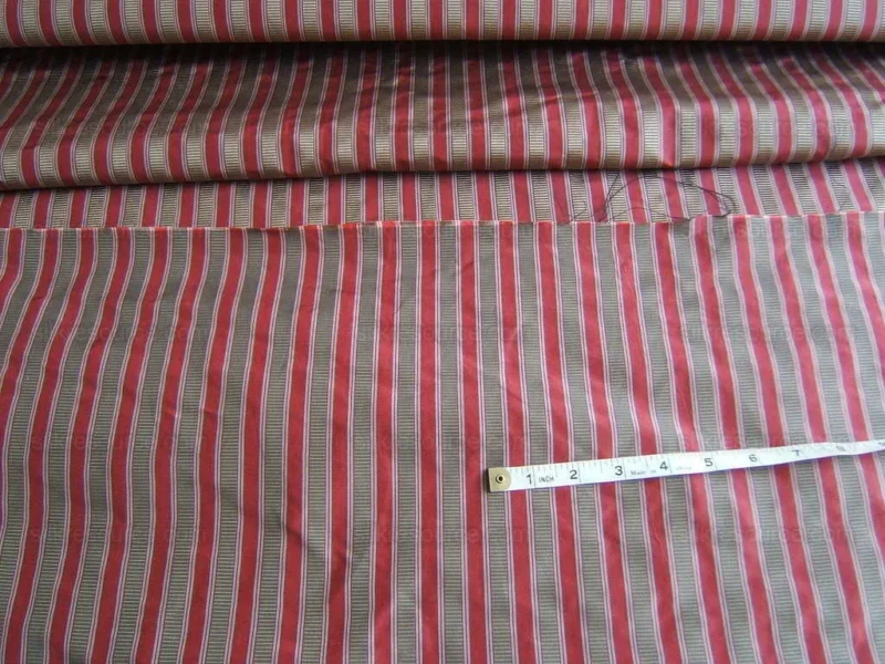 2.6Y Scalamandre 100% silk Shirred Stripe Persimmon Red Bronze Luxurious Timeless MSRP USD 363/Y minor defects