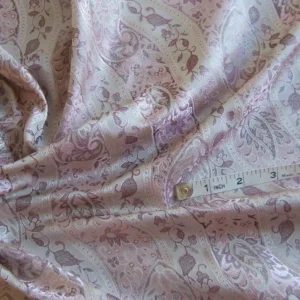 DSCF9367 Baranzelli Scalamandre 100% Silk Damask Paisley Lavender Purple & Silver Bty