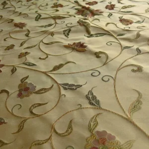P1100842 by yard 100%silk Lampas Satin Love Bird Curry Lite Gold
