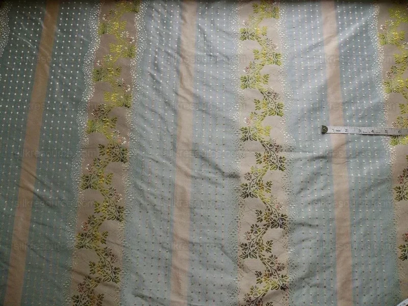 P1160805 100% Silk  Chambord Silk Lisere Blue Pink Stripe