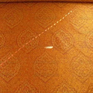 P1180033 100% Silk Lampas Ikat Medallion "burnished" Red Pink, Orange Gold Reversible Mid-Century