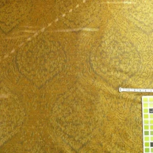 P1180055 100% Silk Lampas Ikat Medallion "gilt" Gold Brown Reversible Mid-Century
