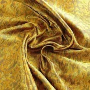 P1180056 100% Silk Lampas Ikat Medallion "gilt" Gold Brown Reversible Mid-Century