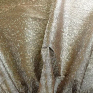 100% Silk Lampas Ikat Medallion "cloud" Gray Silver Reversible Mid-Century