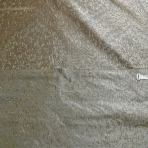 100% Silk Lampas Ikat Medallion "cloud" Gray Silver Reversible Mid-Century