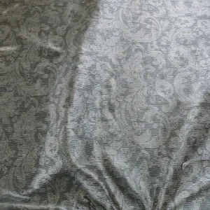 P1180085 By Yard Filtered Sunray 100% Silk Damask Vine in Pin Stripe Paisley Cloud Grey 748cloud