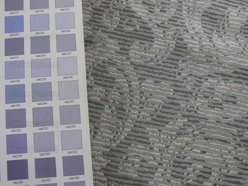 P1180091 By Yard Filtered Sunray 100% Silk Damask Vine in Pin Stripe Paisley Cloud Grey 748cloud