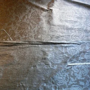 P1180328 by yard 100% Silk Jacquard Papercut Pomegranate Flower "december" Silver Mid Century Strie