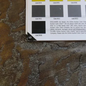 P1180331 by yard 100% Silk Jacquard Papercut Pomegranate Flower "december" Silver Mid Century Strie