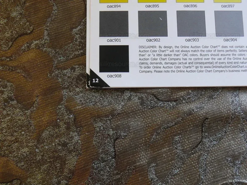 P1180331 by yard 100% Silk Jacquard Papercut Pomegranate Flower "december" Silver Mid Century Strie