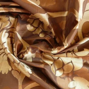 P1180604 100% Silk Lampas Carnation Crewel "cognac" Brown Gold Reversible Layered