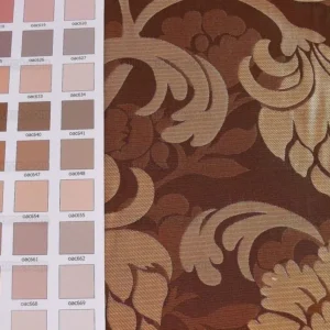 P1180608 100% Silk Lampas Carnation Crewel "cognac" Brown Gold Reversible Layered