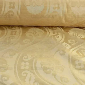 P1180827 100% Silk Damask Peony River - White Gold Ecru Cream