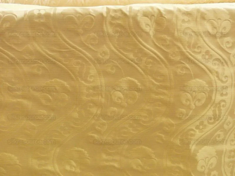 P1180829 100% Silk Damask Peony River - White Gold Ecru Cream