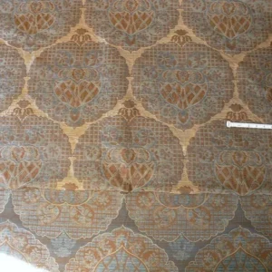 P1180844 by yard 100% Silk Lampas Aged Metal Large Medallion "azure" Blue Brown MSRP USD 328/yard