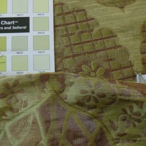 P1180935 100% Silk Lampas Aged Metal Large Medallion "lime" Green Brown Khaki MSRP USD 328/yard