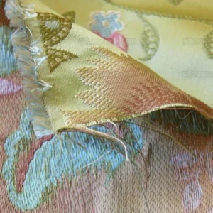 P1190008 BY Yard 100% Silk Lampas Spring Garland "spring" Green Pink Bright Blue