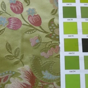 P1190009 BY Yard 100% Silk Lampas Spring Garland "spring" Green Pink Bright Blue