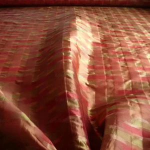 P1190102 100% Silk Lampas Ikat Wave "redwood" Red Pink Green MSRP USD 268/y