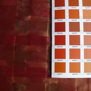 P1190104 100% Silk Lampas Ikat Wave "redwood" Red Pink Green MSRP USD 268/y