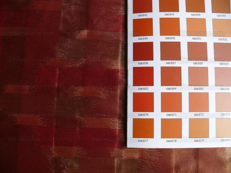 P1190104 100% Silk Lampas Ikat Wave "redwood" Red Pink Green MSRP USD 268/y