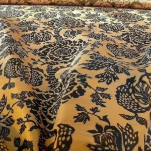 P1190212 100% Silk Lampas Papercut Tree Of Life Pom "caviar" Black