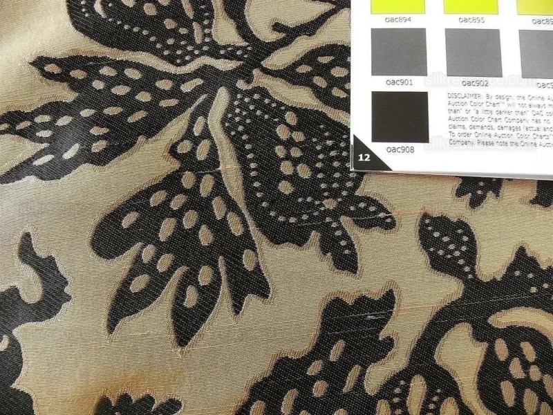 P1190215 100% Silk Lampas Papercut Tree Of Life Pom "caviar" Black