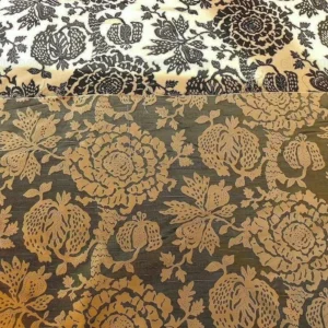 P1190219 100% Silk Lampas Papercut Tree Of Life Pom "caviar" Black