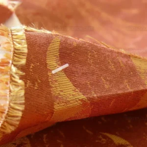 P1190335 BY Yard 100% Silk Damask Large Stone Paisley "mandarin" Red Mid Century