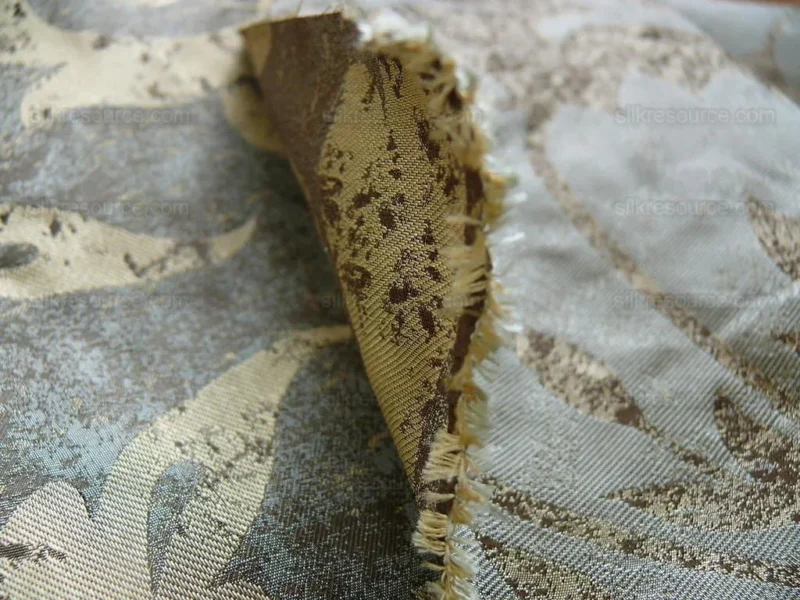 P1190374 by yard 100% Silk Damask Large Stone Paisley Caspian Grey Blue Mid Century   #1379b