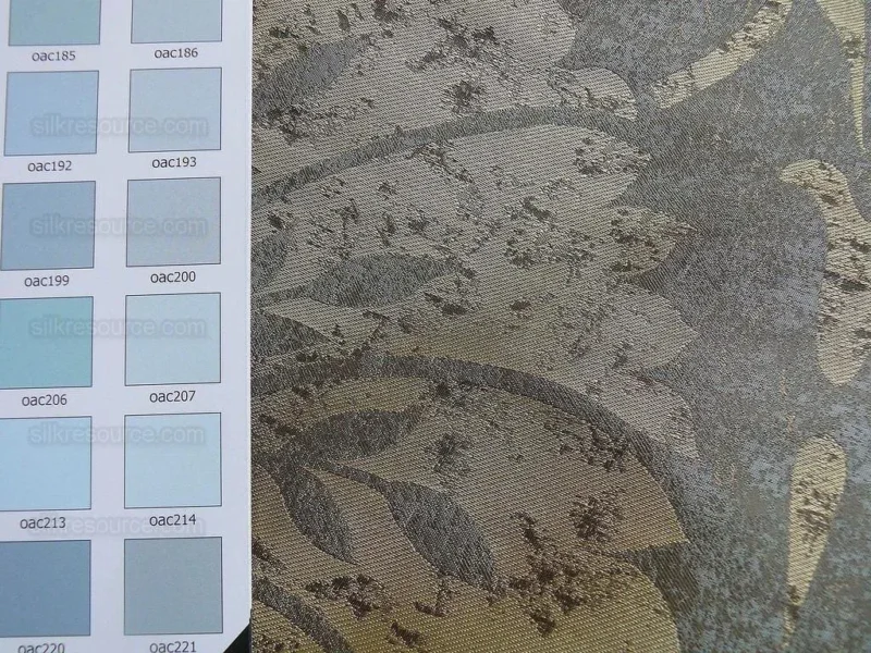 P1190376 by yard 100% Silk Damask Large Stone Paisley Caspian Grey Blue Mid Century   #1379b