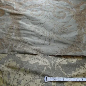 P1190378 by yard 100% Silk Damask Large Stone Paisley Caspian Grey Blue Mid Century   #1379b