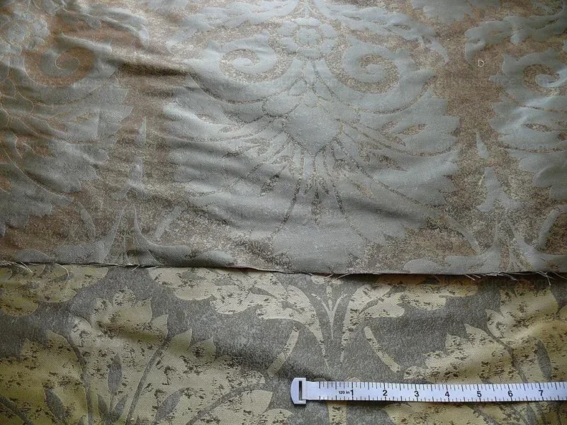 P1190378 by yard 100% Silk Damask Large Stone Paisley Caspian Grey Blue Mid Century   #1379b