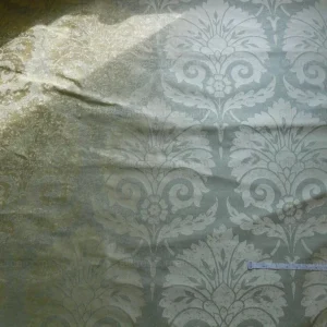 P1190383 BY Yard 100% Silk Damask Large Stone Paisley "spa" Gray Mid Century