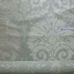 P1190384 BY Yard 100% Silk Damask Large Stone Paisley "spa" Gray Mid Century