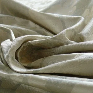 P1190386 BY Yard 100% Silk Damask Large Stone Paisley "spa" Gray Mid Century