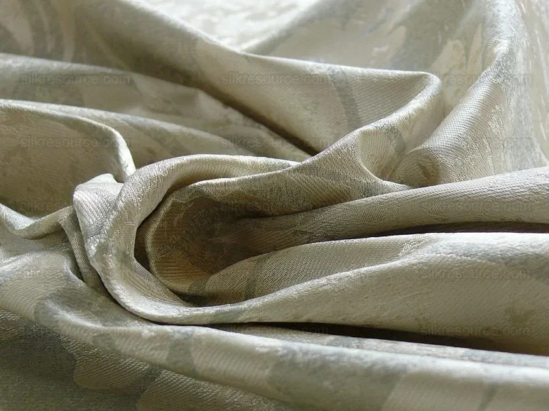 P1190386 BY Yard 100% Silk Damask Large Stone Paisley "spa" Gray Mid Century