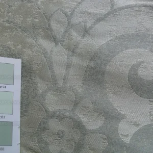 P1190388 BY Yard 100% Silk Damask Large Stone Paisley "spa" Gray Mid Century