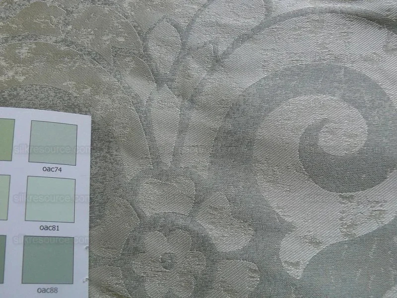 P1190388 BY Yard 100% Silk Damask Large Stone Paisley "spa" Gray Mid Century