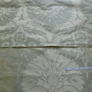 P1190391 BY Yard 100% Silk Damask Large Stone Paisley "spa" Gray Mid Century