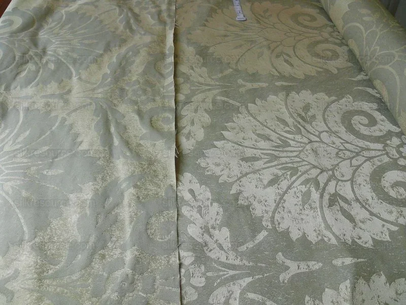 P1190393 BY Yard 100% Silk Damask Large Stone Paisley "spa" Gray Mid Century