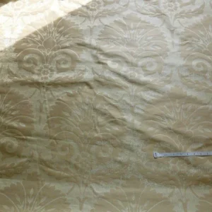 P1190405 BY Yard 100% Silk Damask Large Stone Paisley "blond" Khaki Mid Century