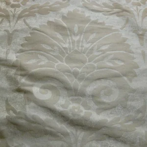 P1190406 BY Yard 100% Silk Damask Large Stone Paisley "blond" Khaki Mid Century