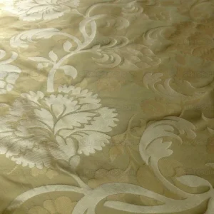 100% Silk Lampas Carnation Crewel "lemongrass" Green Gold Reversible Layered